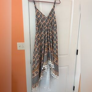 BloomChic High Low Dress in Blue and Orange